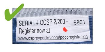 News - Osprey Poco AG: Geprüfte Poco AG Kindertrage - erkennbar am Etikett (©Osprey)