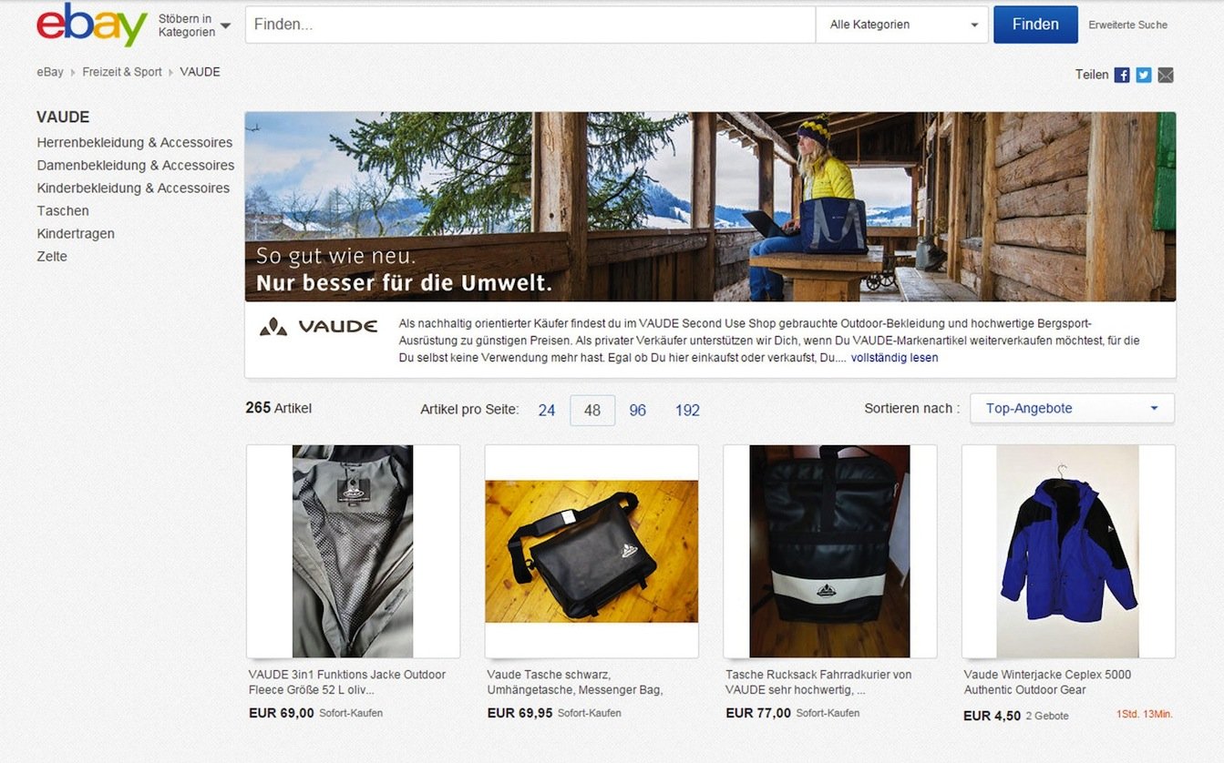 News – eBay / VAUDE: 3…2…1 meins – neuer Second-Use-Onlineshop für gebrauchte Outdoor-Produkte (© eBay / VAUDE)
