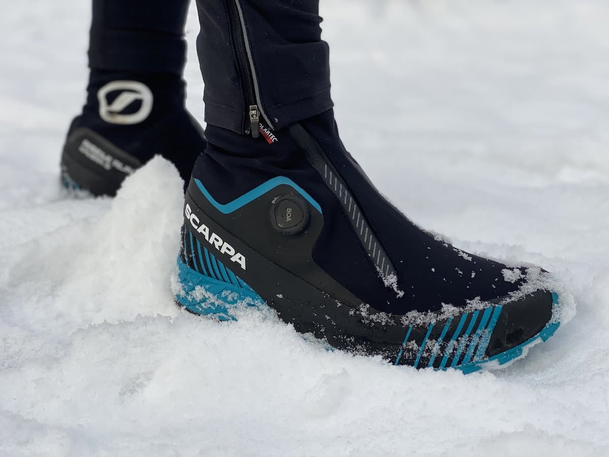 Testbericht - Scarpa Ribelle Run Kalibra G: Alpiner Laufschuh mit Boa-Verschlussystem und Polartec Windbloc Gamasche